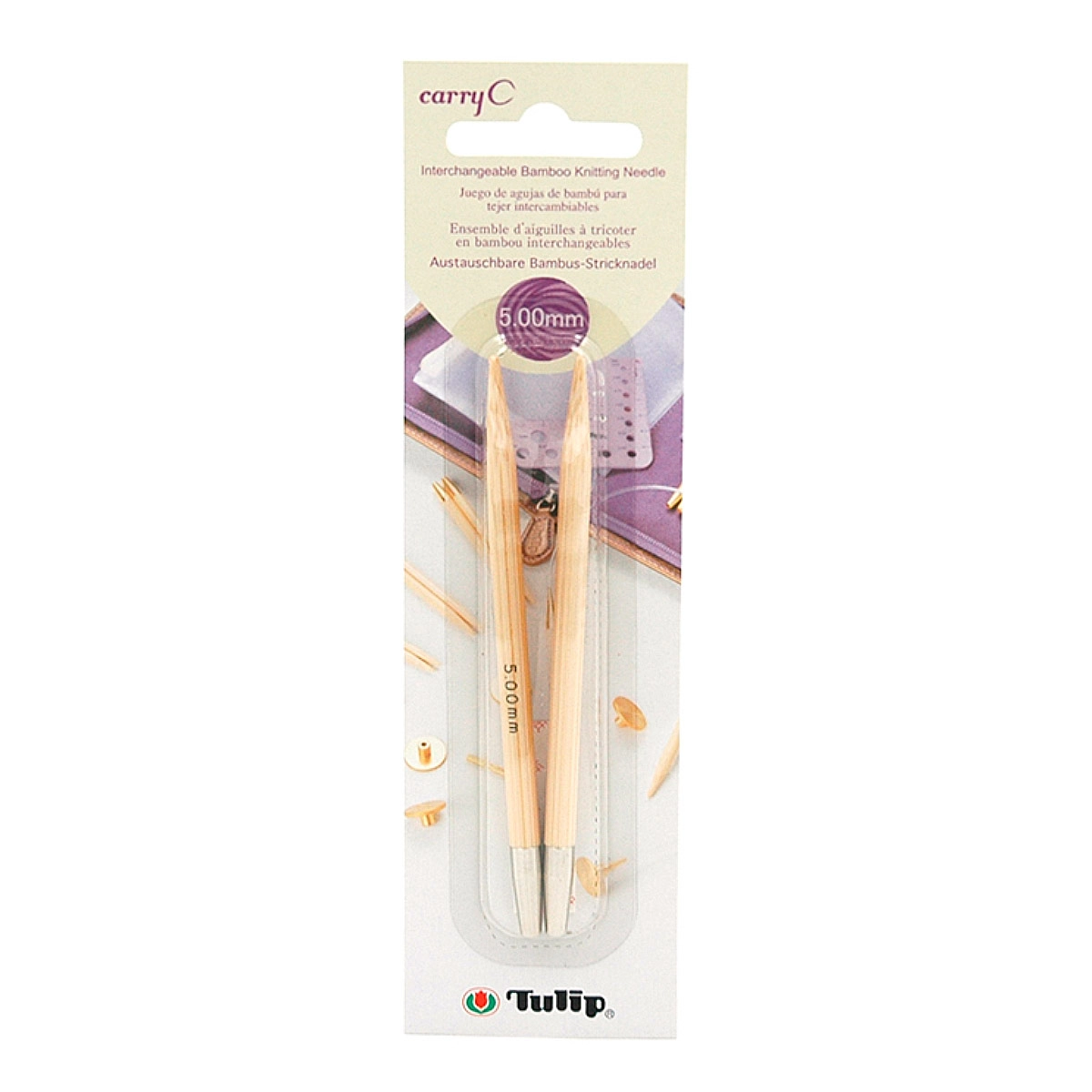 Спицы съемные CarryC 5мм/9,5см, бамбук
