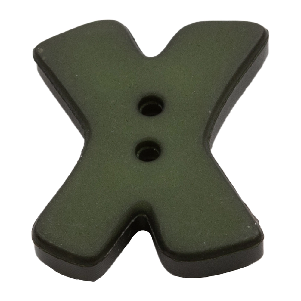 Пуговицы "Алфавит" 18мм "X" зеленый