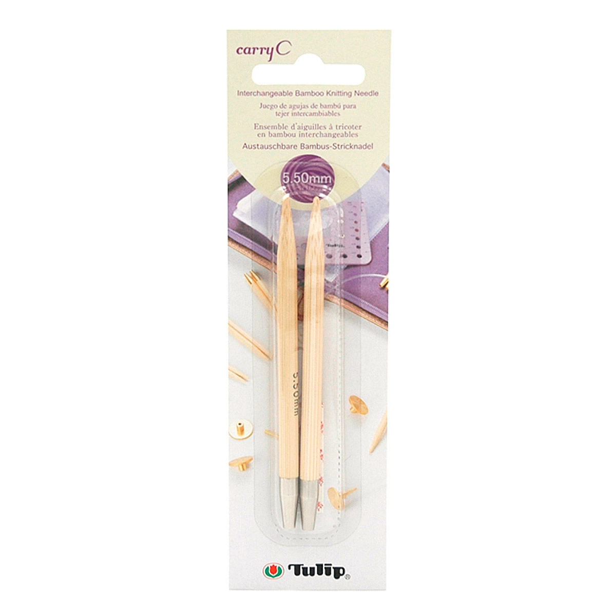 Спицы съемные CarryC 5,5мм/9,5см, бамбук