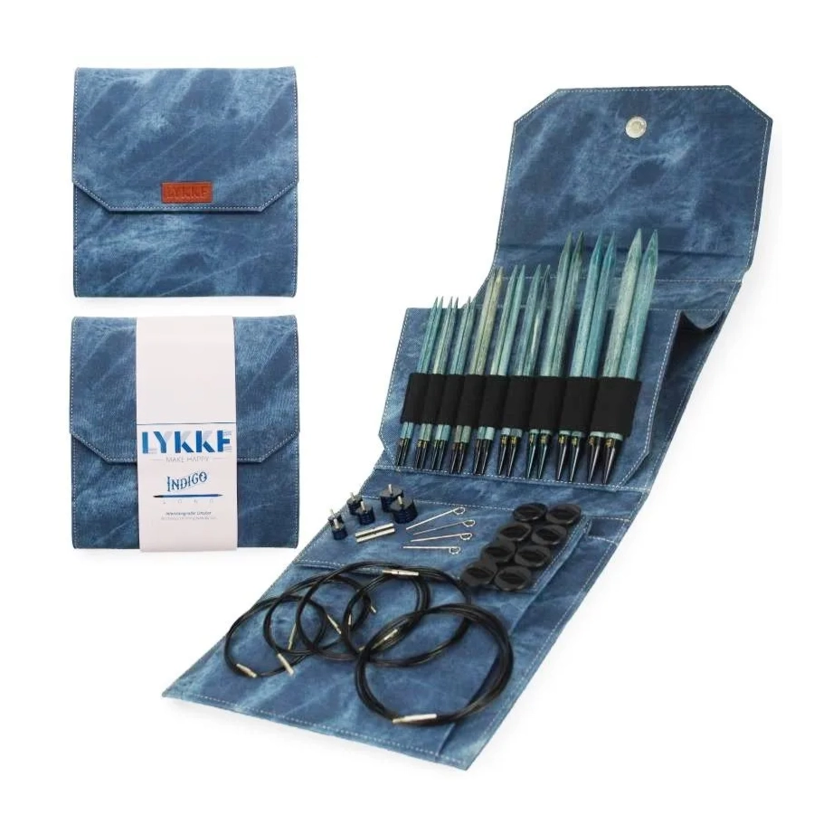 Набор разъемных спиц  Long LYKKE, дерево длина 14-16.5-19 см, цвет Indigo