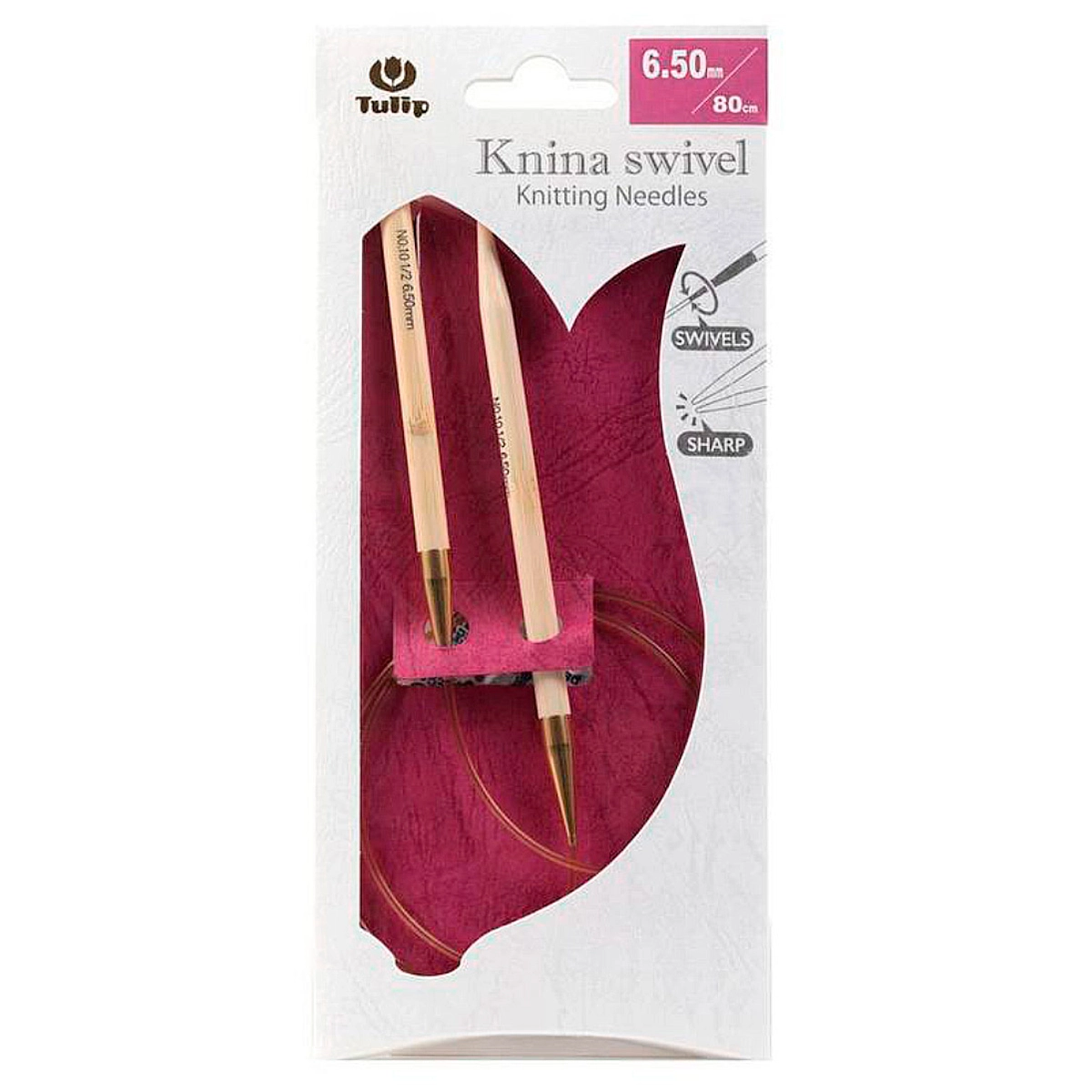 Спицы круговые Tulip "Knina Swivel" 6,5мм/80см, бамбук, 
