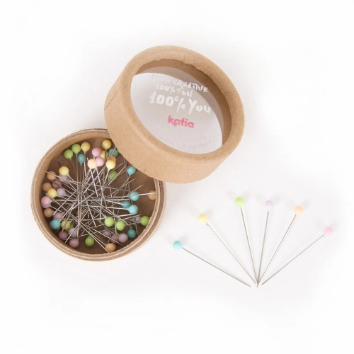 Булавки портновские с цветными пластиковыми головками Katia, 60 шт 7477