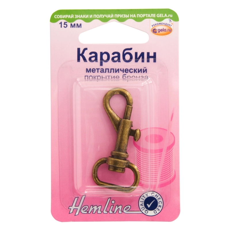 Карабин металлический, 1 шт., 15 мм.