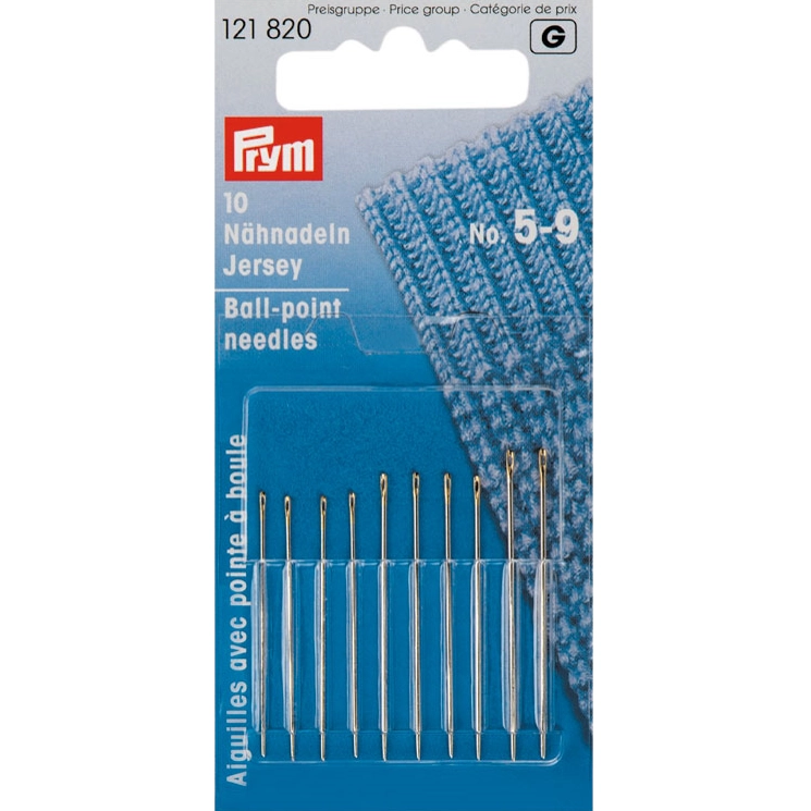 Набор игл для трикотажных полотен, с закругленным острием, размеры № 5–9, сталь, Prym, 121820