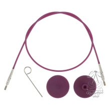 яТросик для съемных спиц, длина 20см (готовая длина спиц 40см), фиолетовый, Knit Pro