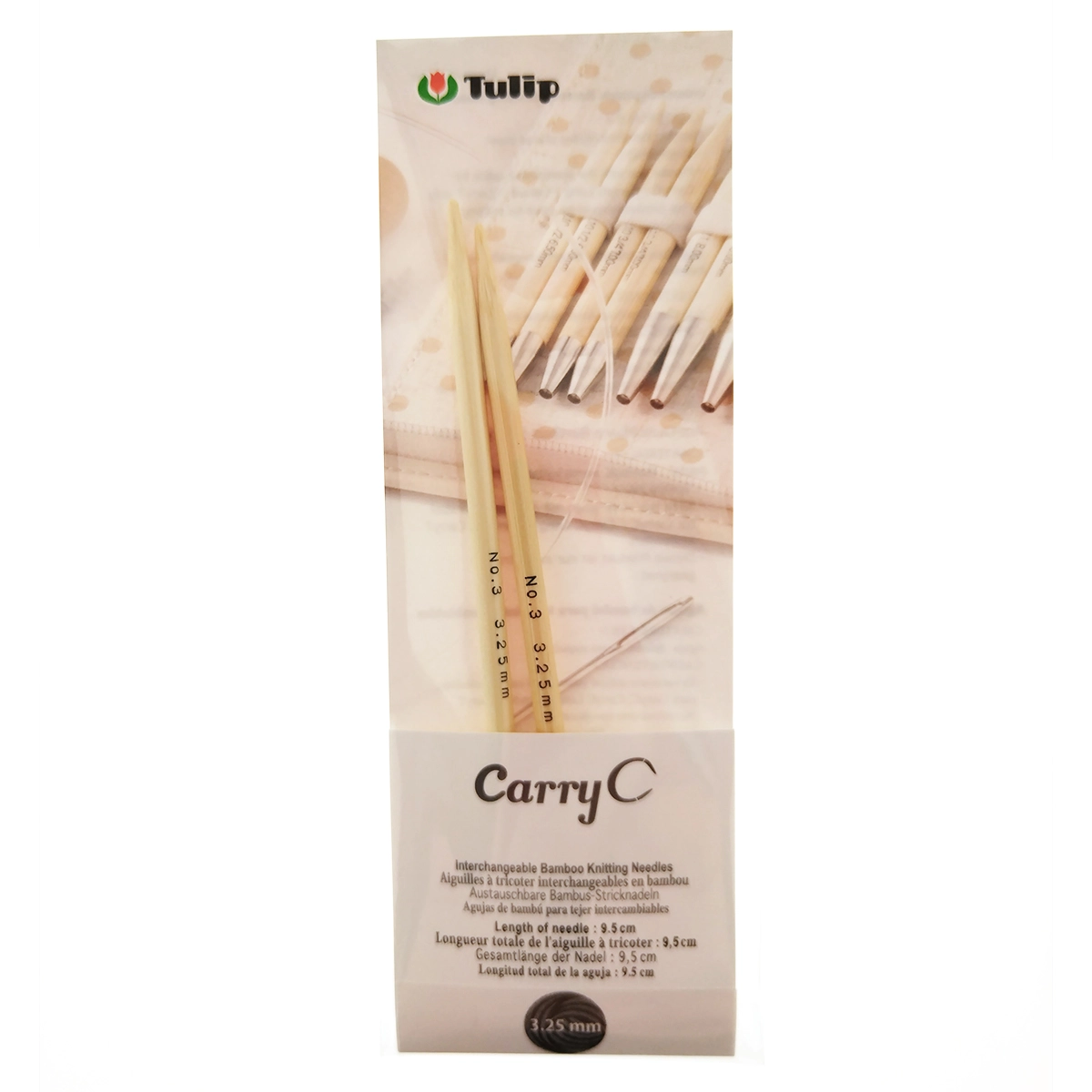 Спицы съемные CarryC 3,25мм/9,5см, бамбук